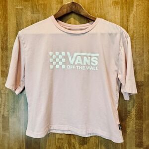 Vans Women's Light Pink Cropped T-Shirt Size M